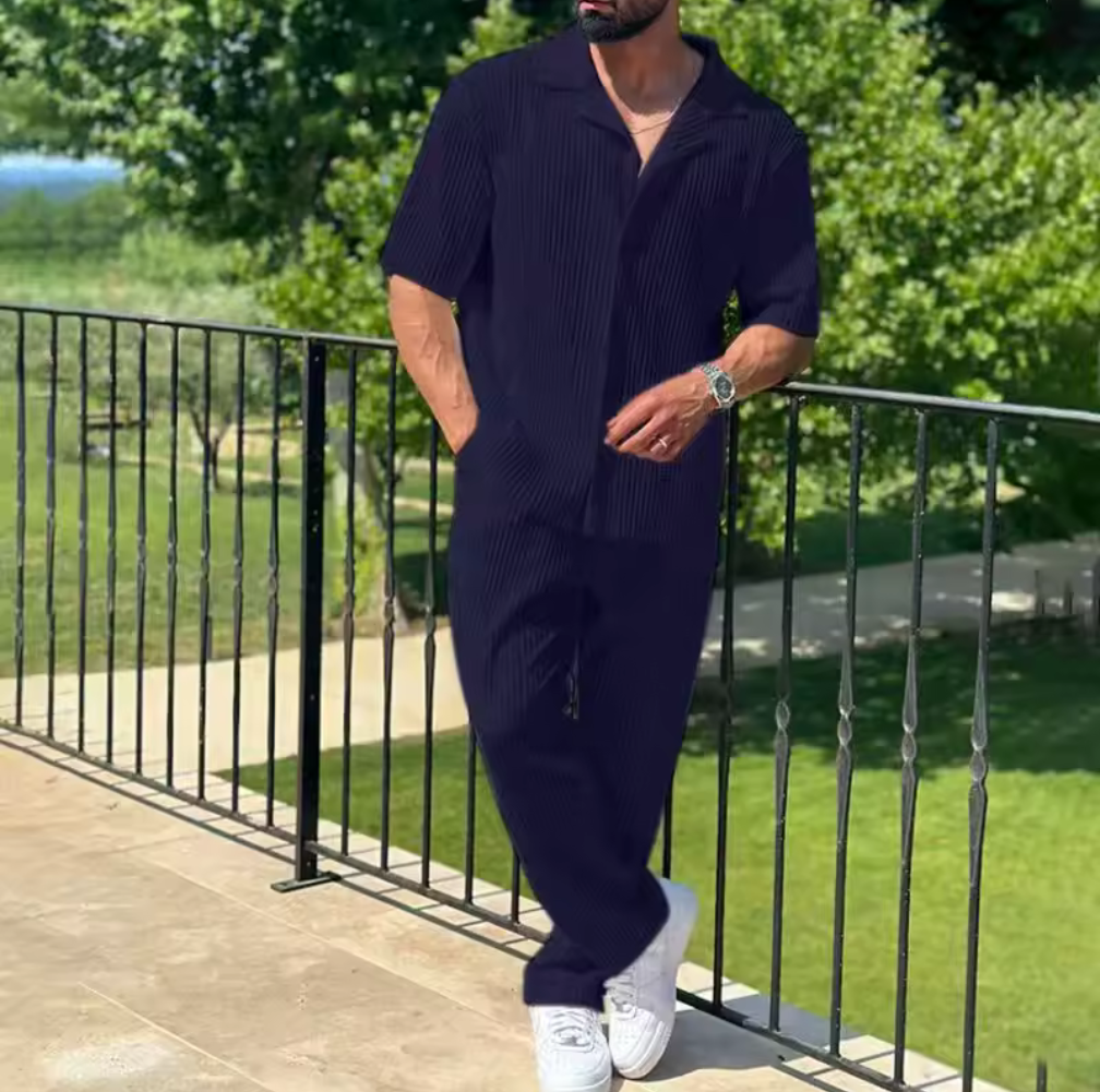 Heren Zomeroutfit - Luchtige 2-Delige Set Overhemd en Broek