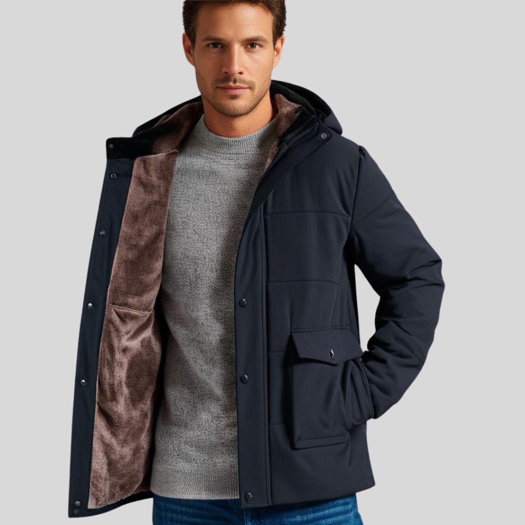 Heren Winterjas Waterafstotend met Capuchon Fleece Gevoerd