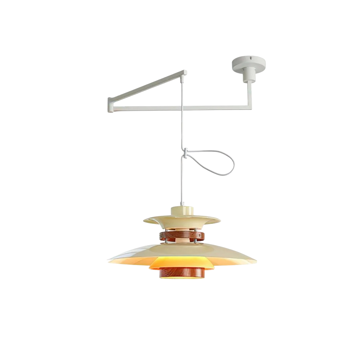 Merado zwenkarm hanglamp metaal hout zwart eetkamer verlichting verstelbaar Scandinavisch design hanglamp moderne pendant lamp