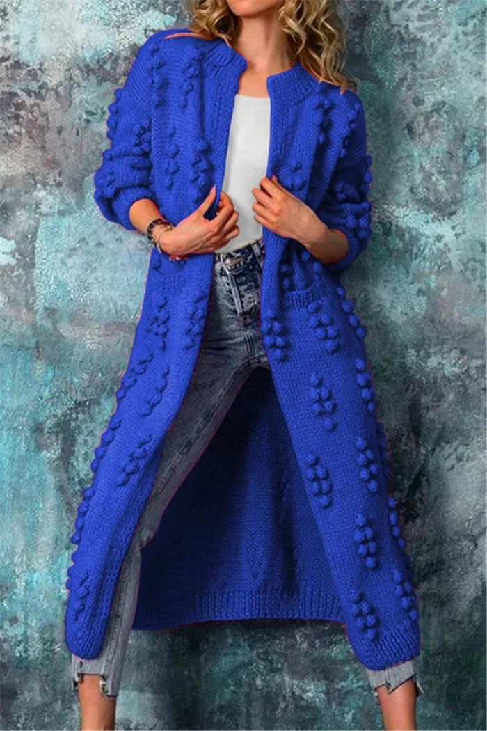 Lange Avelin Cardigan Met Breed Model Zacht en Elegант