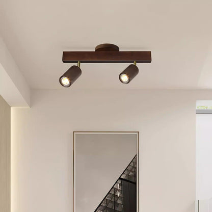 Houten Track Plafondlamp LED Houtlook Goud Verstelbare Spots Woonkamer Keuken Hal Scandinavisch Modern