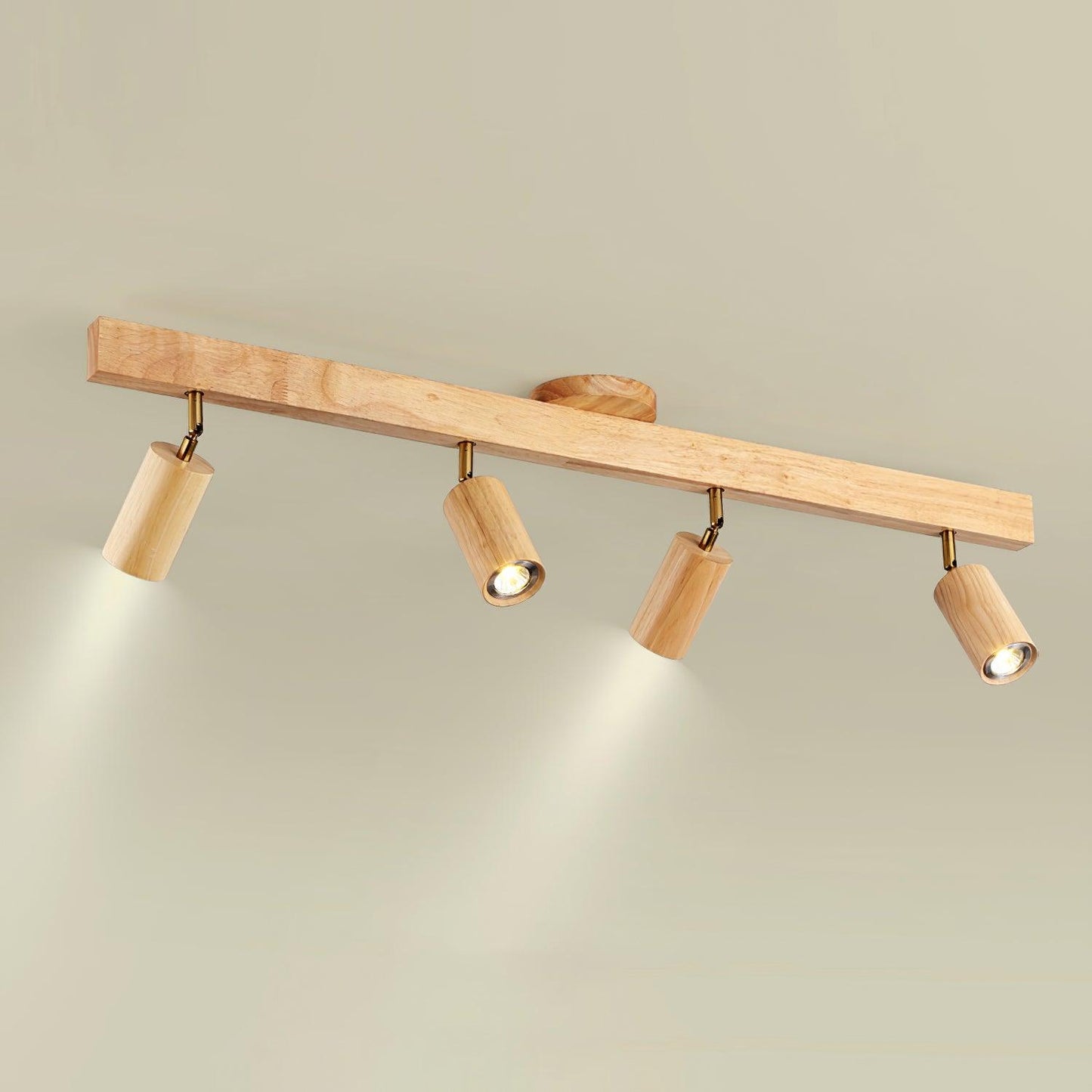 Houten Track Plafondlamp LED Houtlook Goud Verstelbare Spots Woonkamer Keuken Hal Scandinavisch Modern