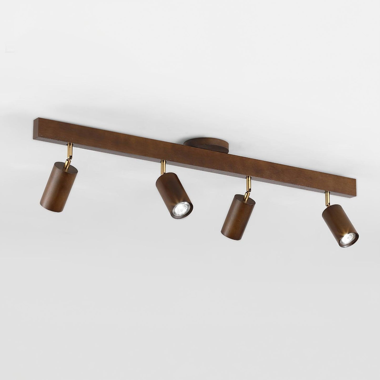Houten Track Plafondlamp LED Houtlook Goud Verstelbare Spots Woonkamer Keuken Hal Scandinavisch Modern
