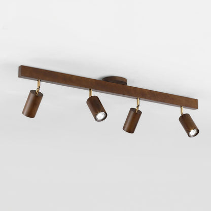 Houten Track Plafondlamp LED Houtlook Goud Verstelbare Spots Woonkamer Keuken Hal Scandinavisch Modern