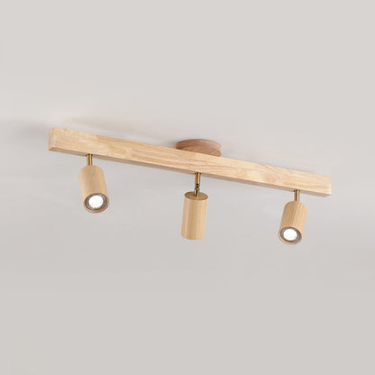 Houten Track Plafondlamp LED Houtlook Goud Verstelbare Spots Woonkamer Keuken Hal Scandinavisch Modern