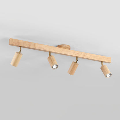 Houten Track Plafondlamp LED Houtlook Goud Verstelbare Spots Woonkamer Keuken Hal Scandinavisch Modern