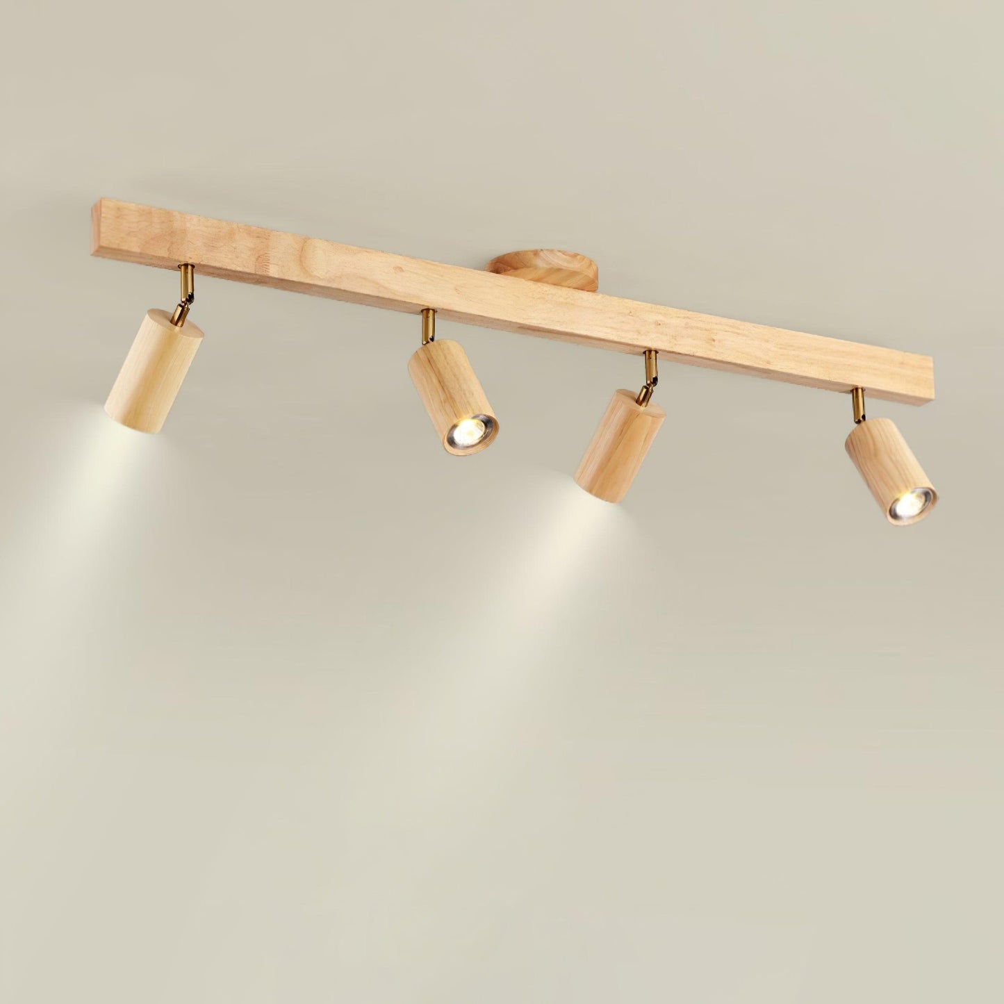 Houten Track Plafondlamp LED Houtlook Goud Verstelbare Spots Woonkamer Keuken Hal Scandinavisch Modern