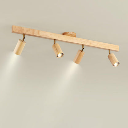 Houten Track Plafondlamp LED Houtlook Goud Verstelbare Spots Woonkamer Keuken Hal Scandinavisch Modern