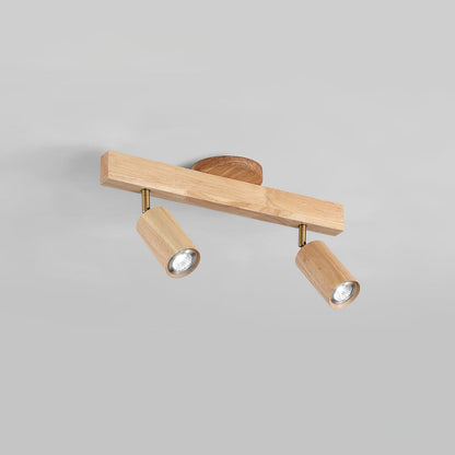 Houten Track Plafondlamp LED Houtlook Goud Verstelbare Spots Woonkamer Keuken Hal Scandinavisch Modern