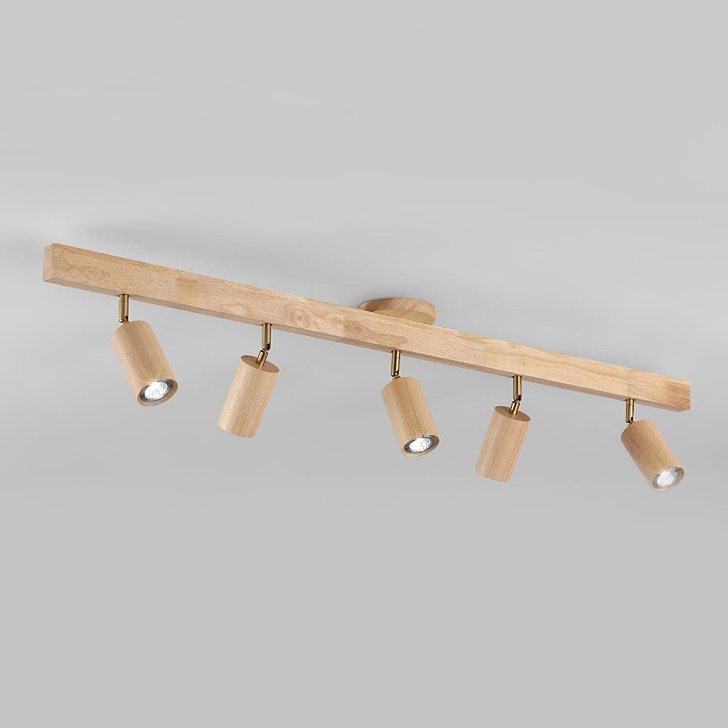 Houten Track Plafondlamp LED Houtlook Goud Verstelbare Spots Woonkamer Keuken Hal Scandinavisch Modern