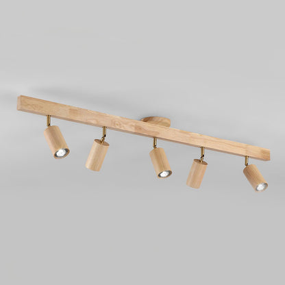 Houten Track Plafondlamp LED Houtlook Goud Verstelbare Spots Woonkamer Keuken Hal Scandinavisch Modern