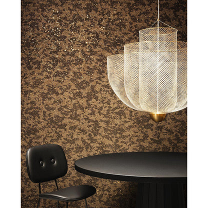 Geometrische Metalen Kroonluchter met Geïntegreerde LED en Messing Accenten – Drie Gelaagde Designlamp