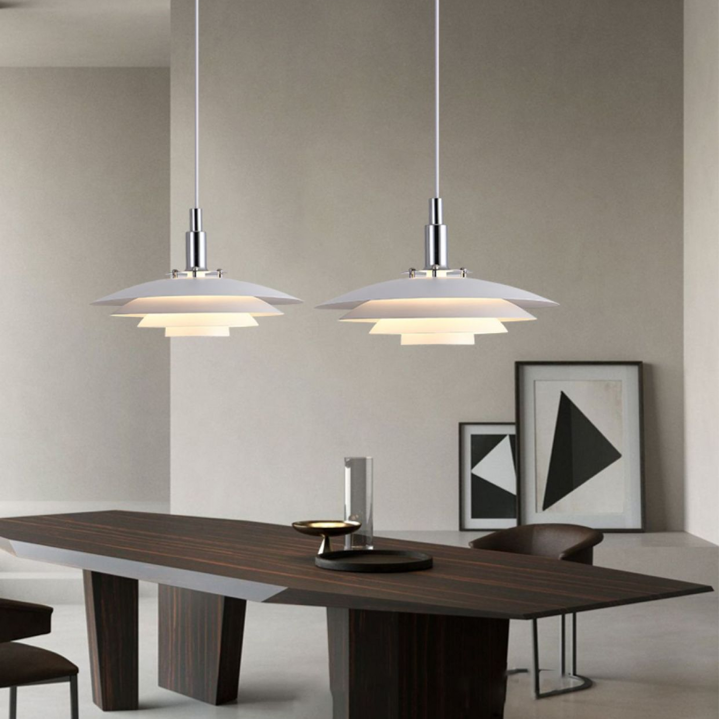Metalen Laag Hanglamp IJzer 30cm 38cm Zwart Wit Eettafel Keuken Scandinavisch design gelaagde hanglamp warm licht