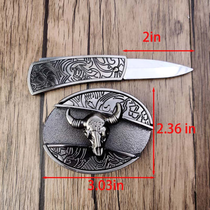 Metalen Ovale Western Riem Gesp met Ingebouwd EDC-Gereedschap | 24 Designs | Zinklegering | 7,7 x 6 cm
