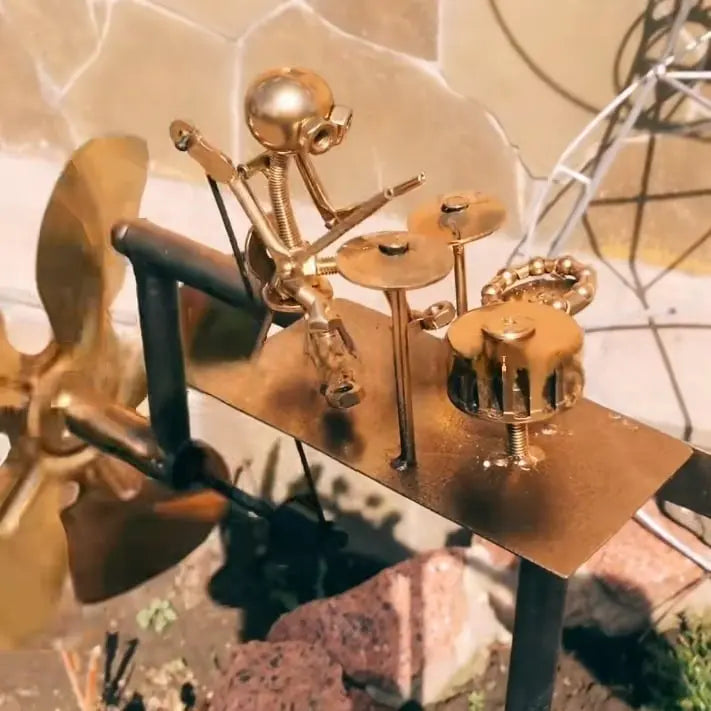 Windmolen Metaal Handgelast 32x15cm Muzikant Gitaar Tuin Terras Balkon Decoratie Windvaan Roestvrij Cadeau Muziekliefhebber