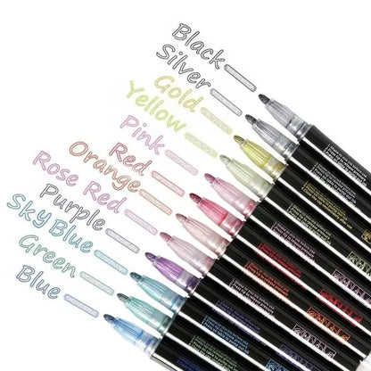 Metallic Stiften Set 8 of 12 Stuks Glitter Marker Papier Glas Acryl Knutselen Tekenen Bullet Journal Scrapbooking Volwassenen Kinderen
