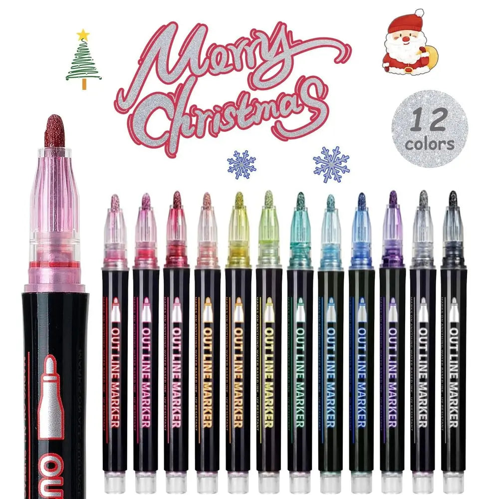 Metallic Stiften Set 8 of 12 Stuks Glitter Marker Papier Glas Acryl Knutselen Tekenen Bullet Journal Scrapbooking Volwassenen Kinderen