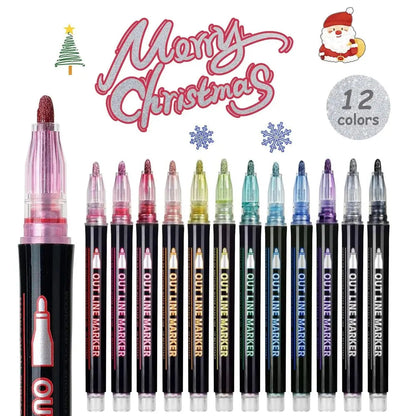 Metallic Stiften Set 8 of 12 Stuks Glitter Marker Papier Glas Acryl Knutselen Tekenen Bullet Journal Scrapbooking Volwassenen Kinderen