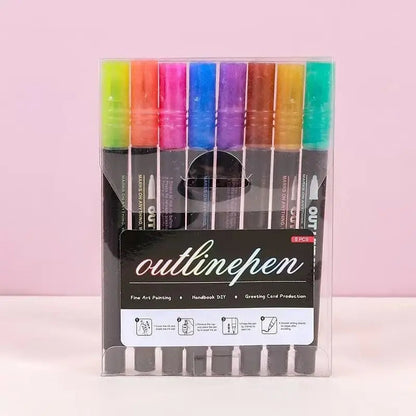 Metallic Stiften Set 8 of 12 Stuks Glitter Marker Papier Glas Acryl Knutselen Tekenen Bullet Journal Scrapbooking Volwassenen Kinderen