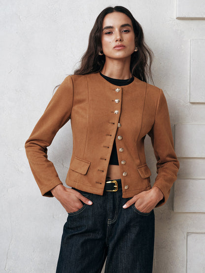 Korte Dames Jas van Suede - Elegante Pasvorm