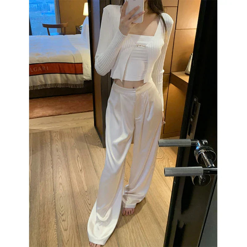 Luxueuze Satijnen Broek Wijd Model Dames
