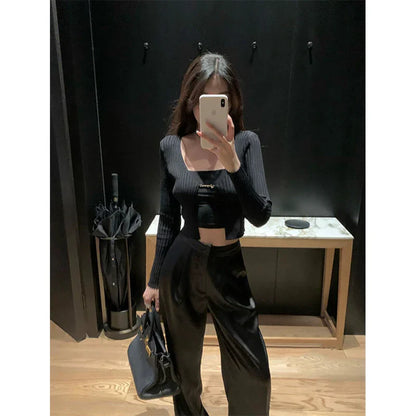 Luxueuze Satijnen Broek Wijd Model Dames