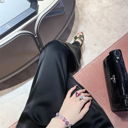 Wijde Pijpen Broek Satijn Chique Damesmode