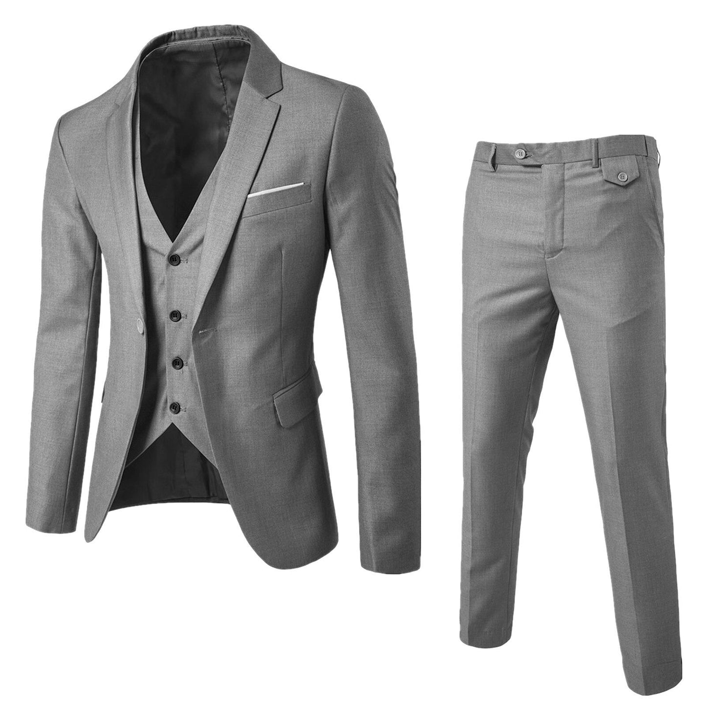 Heren Blazer-Broek Set 3-Delig Met Gilet Formaliteit
