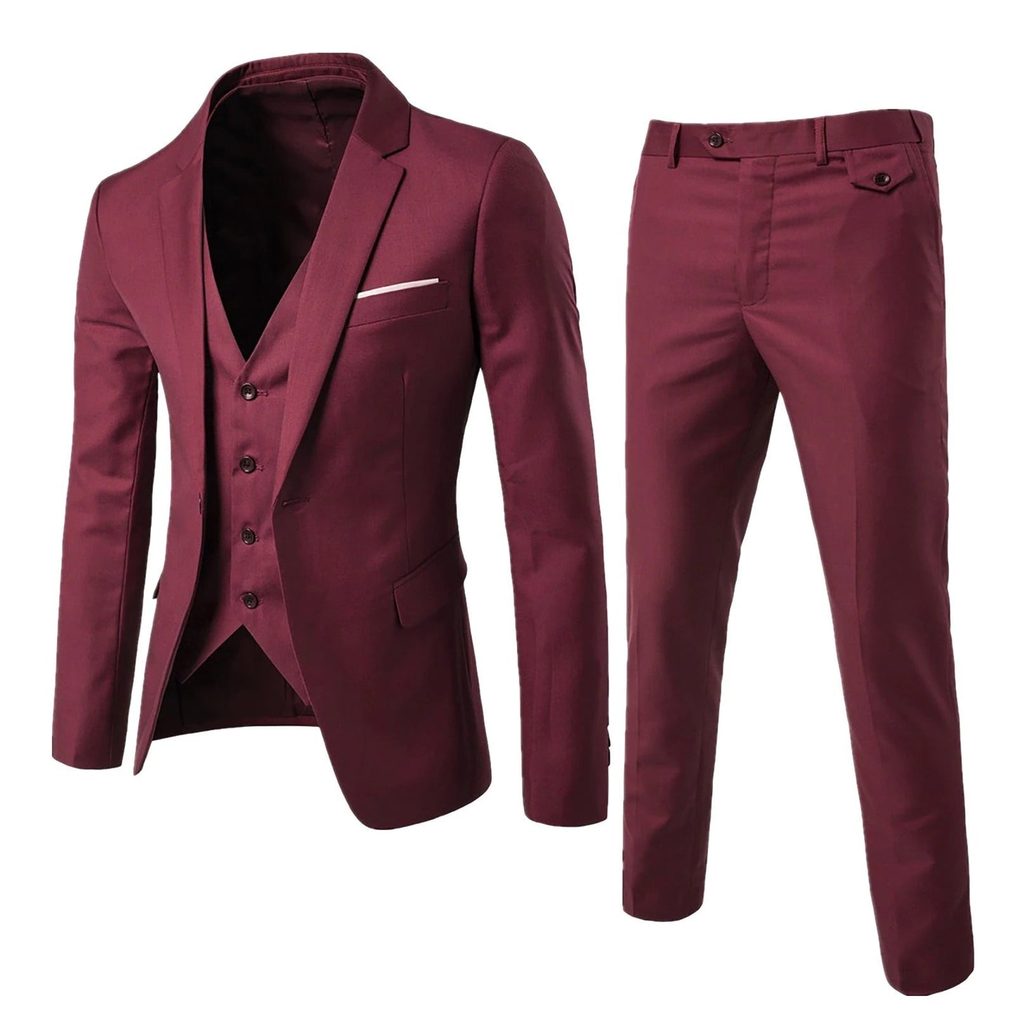 Heren Blazer-Broek Set 3-Delig Met Gilet Formaliteit