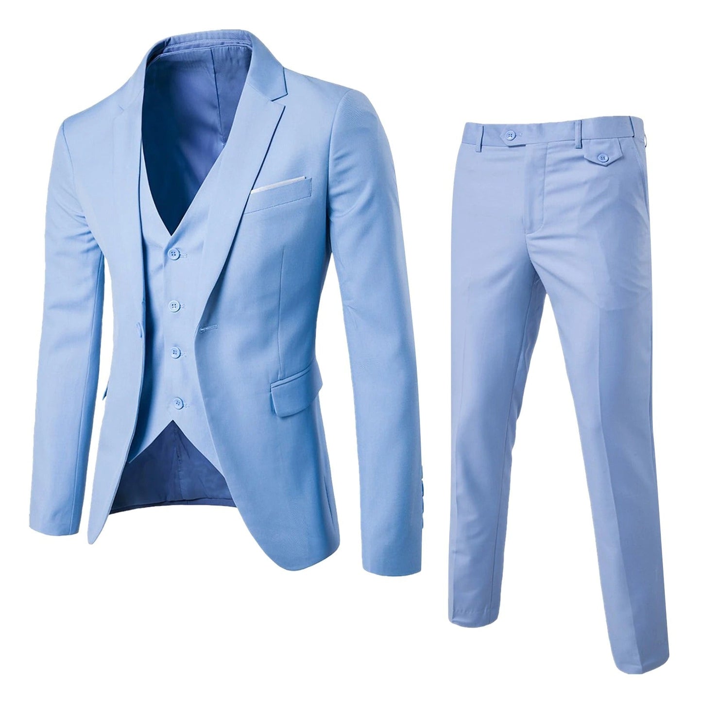 Heren Blazer-Broek Set 3-Delig Met Gilet Formaliteit