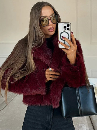 Dames Jas Rode Burgundy Kleur Warme Winterjas - StudioMarella