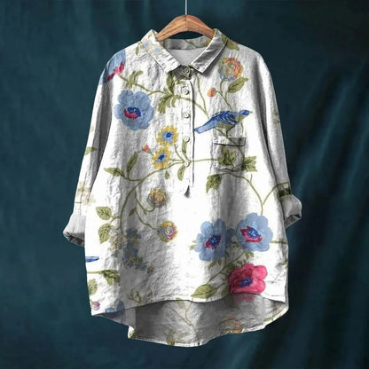 Vintage Lange Mouw Bloes voor Vrouw