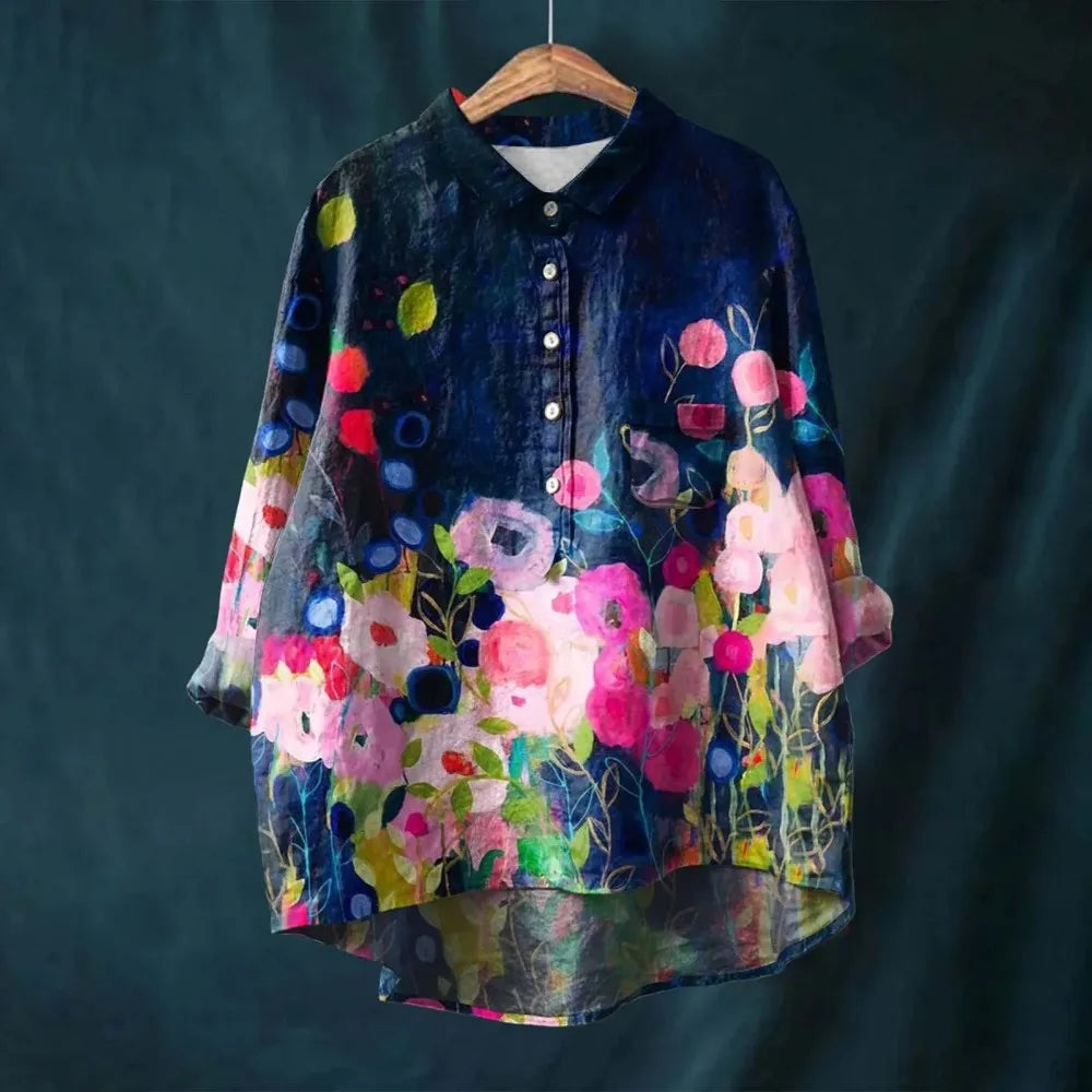 Vintage Lange Mouw Bloes voor Vrouw