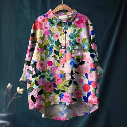Vrouwelijke Blouse met Lange Mouwen Vintage Stijl