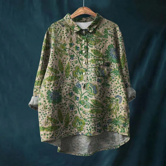 Vintage Lange Mouw Bloes voor Vrouw