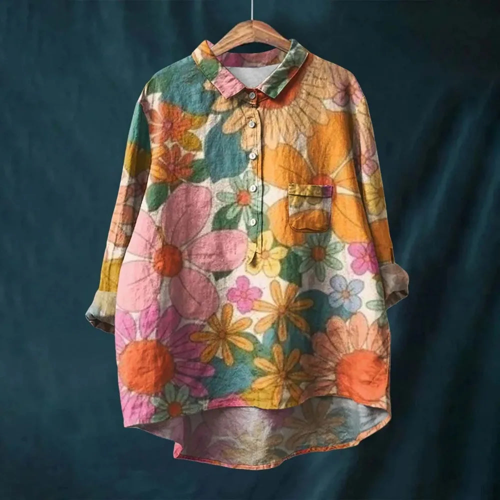Vintage Lange Mouw Bloes voor Vrouw