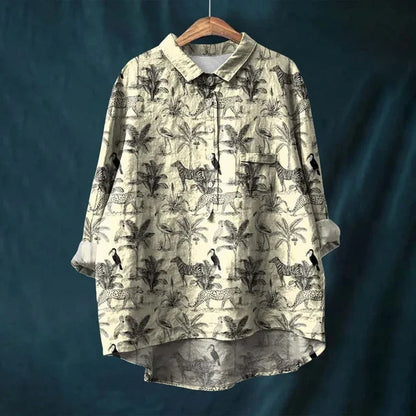 Vintage Lange Mouw Bloes voor Vrouw