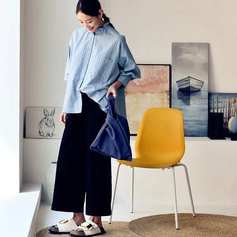 Vrouwen Blouse Asymmetrisch Gestreept Katoen