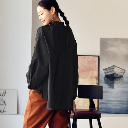 Vrouwen Blouse Asymmetrisch Gestreept Katoen