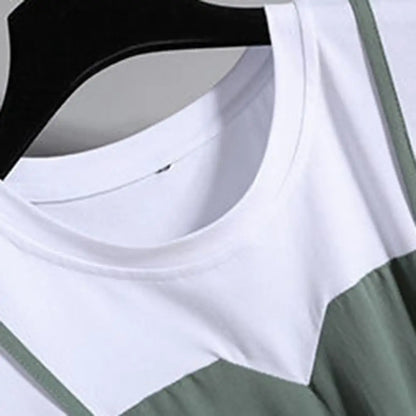 Jurk met Riem en Kleurblokken Modieus Design