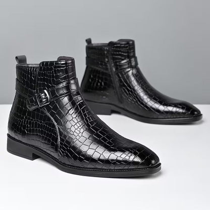 Mid-top laarzen met getextureerd bovenwerk en zijrits