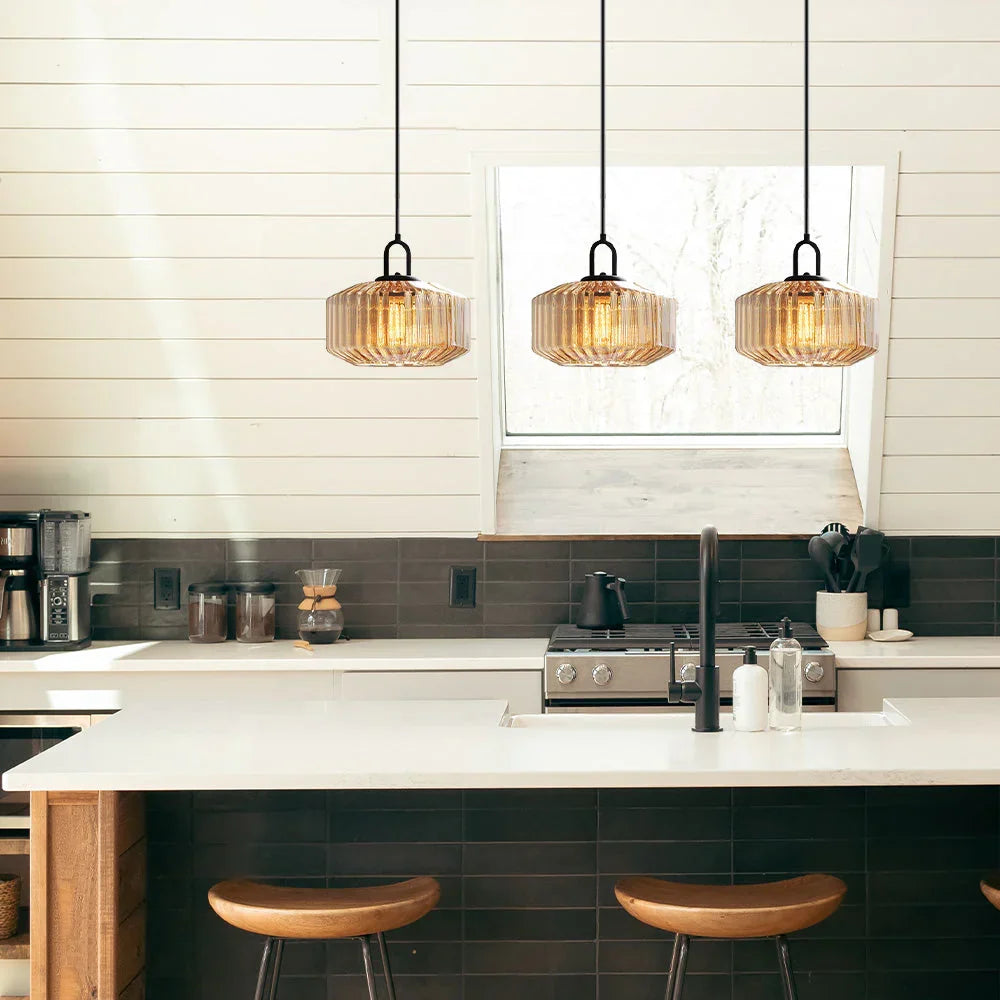 Hanglamp Geblazen Glas Gestreept Vintage Minimalistisch LED Eetkamer Woonkamer Slaapkamer
