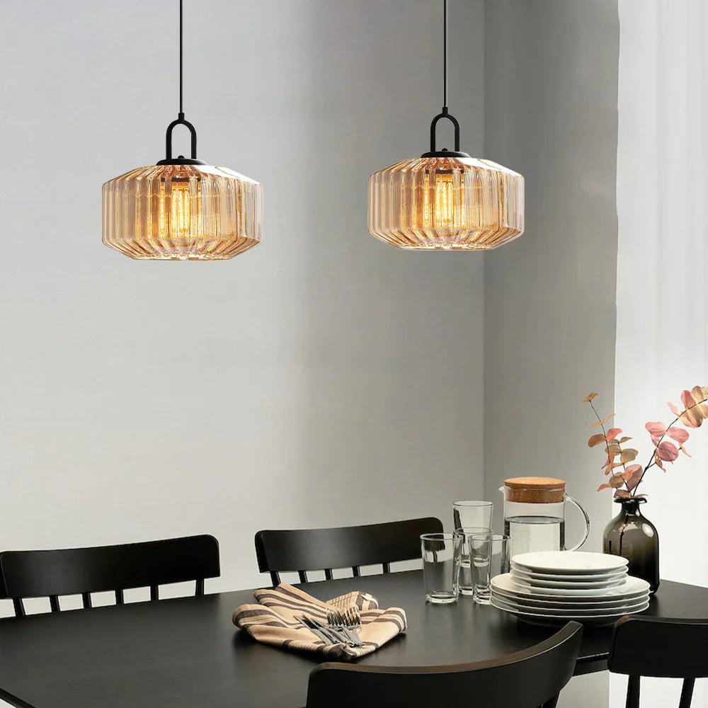 Hanglamp Geblazen Glas Gestreept Vintage Minimalistisch LED Eetkamer Woonkamer Slaapkamer