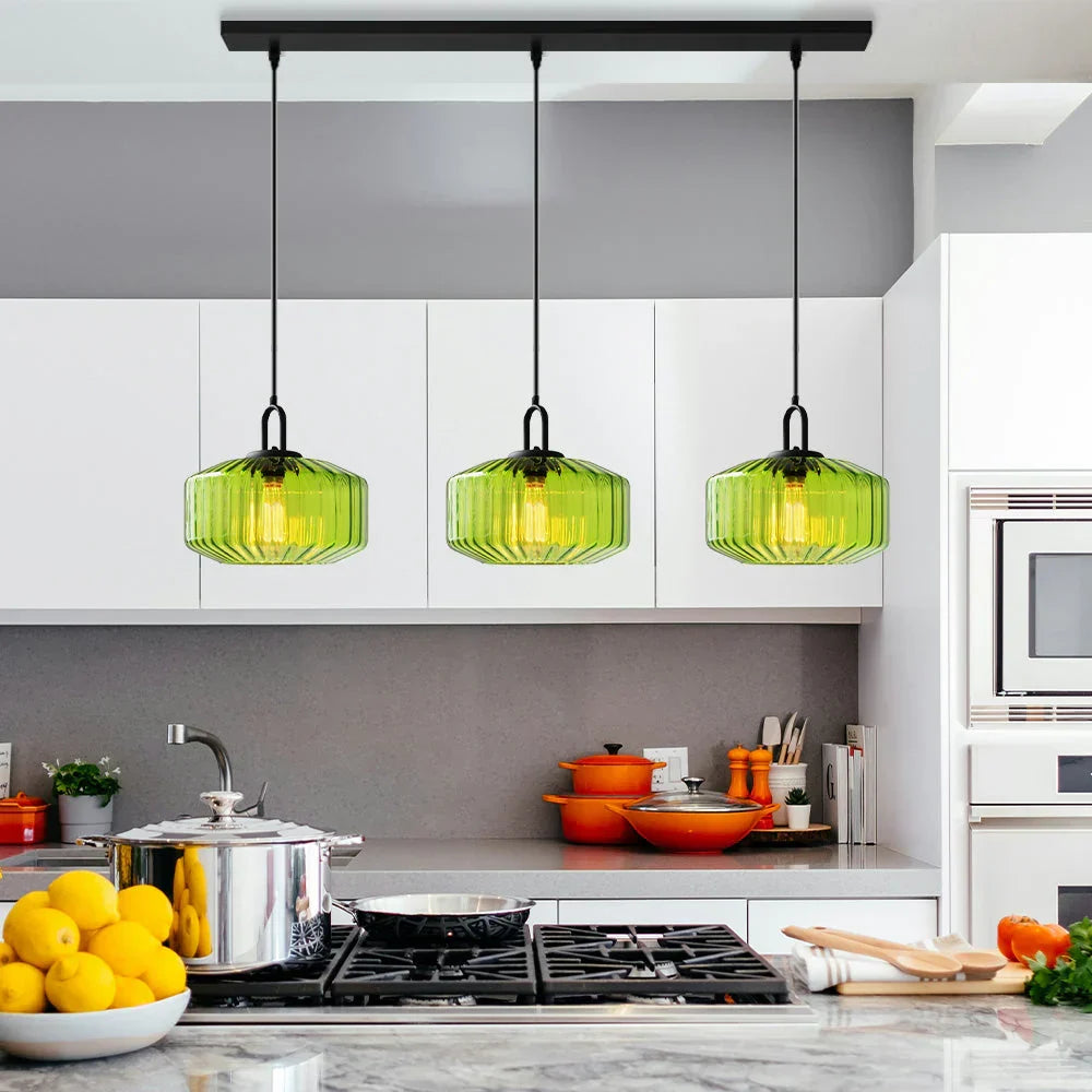 Hanglamp Geblazen Glas Gestreept Vintage Minimalistisch LED Eetkamer Woonkamer Slaapkamer