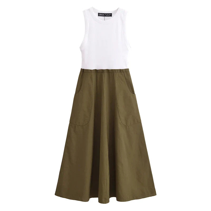 Midi-jurk Zomerse Patchwork Stijl Jurk voor Vrouw