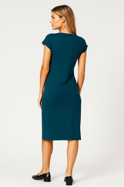 Midi Jurk voor Dames Klassiek Figuurvolgend met Twist Detail