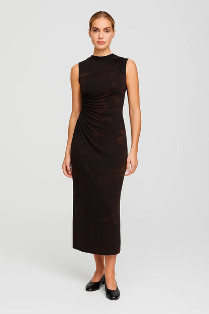 Mouwloze Midi Jurk Dames Zomer Elegant Ruches - StudioMarella