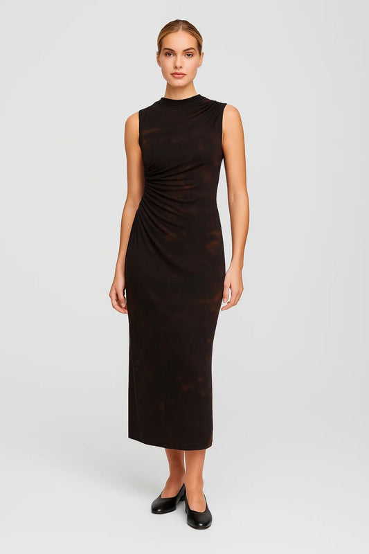 Mouwloze Midi Jurk Dames Zomer Elegant Ruches - StudioMarella