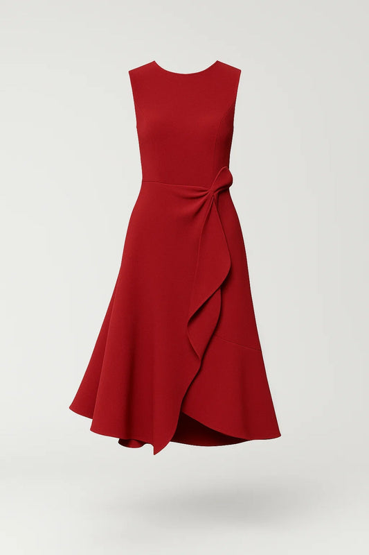 Mouwloze Midi Jurk voor Dames met Ruches en Elegant Design - StudioMarella