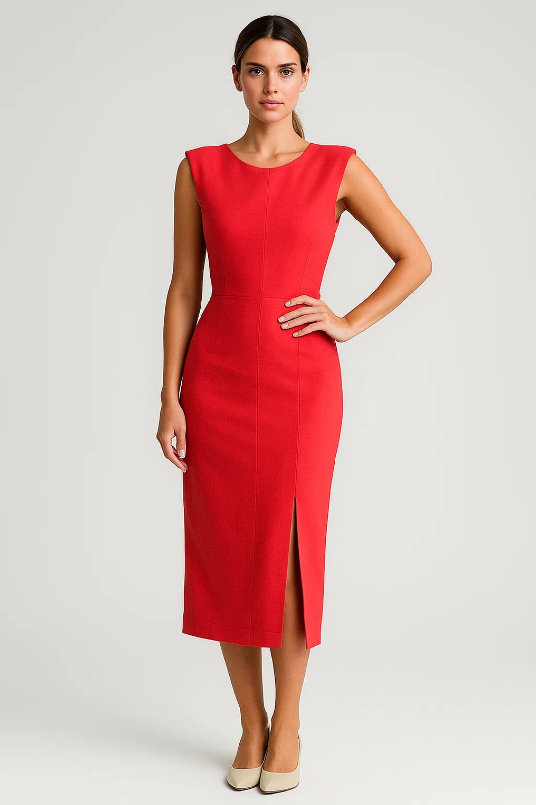 Mouwloze Midi Jurk Dames Zomer Chic Split - StudioMarella